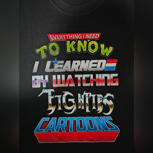 Graphic Black Mens T-Shirt, 80s Cartoon, Size XL, New - Picture 2 of 4